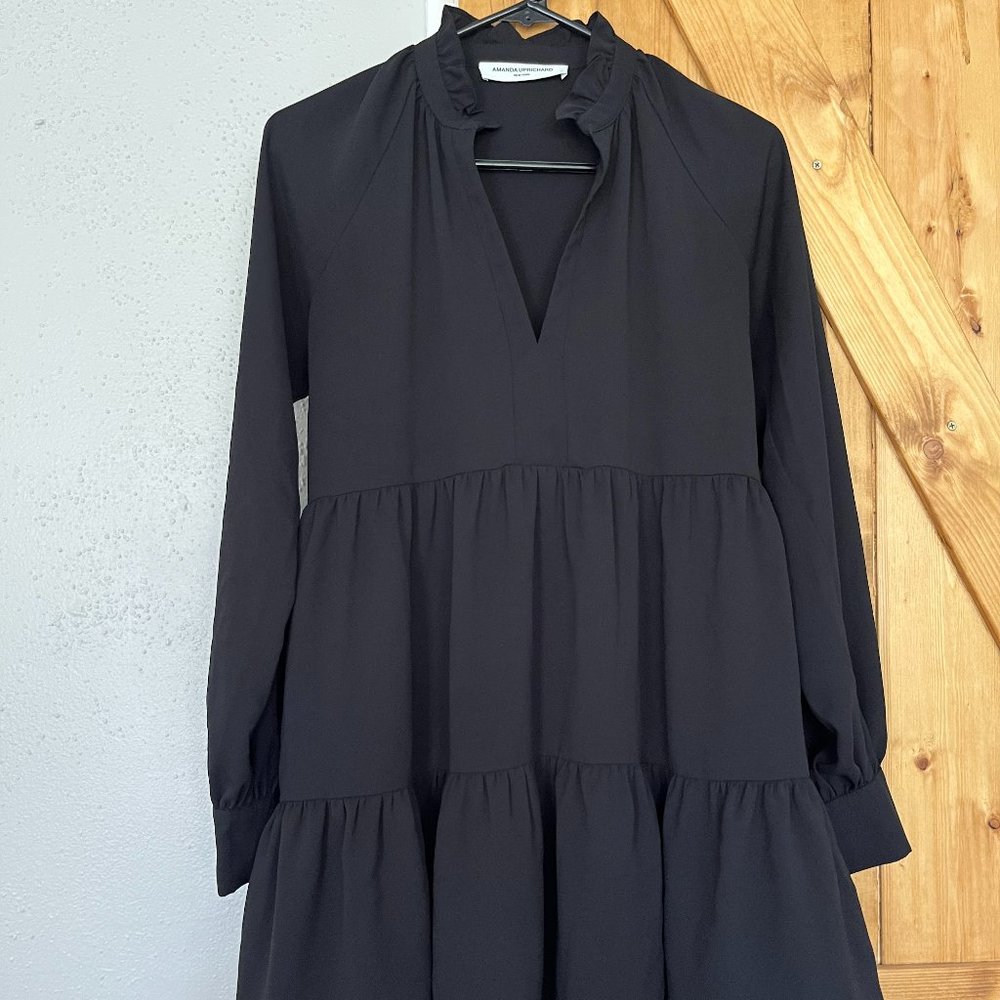 Amanda Uprichard Black Long-Sleeve Mini Dress